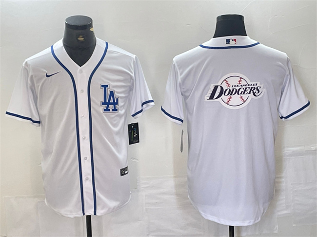 Men's Los Angeles Dodgers Team Big Logo White Cool Base Stitched Baseball Jersey
